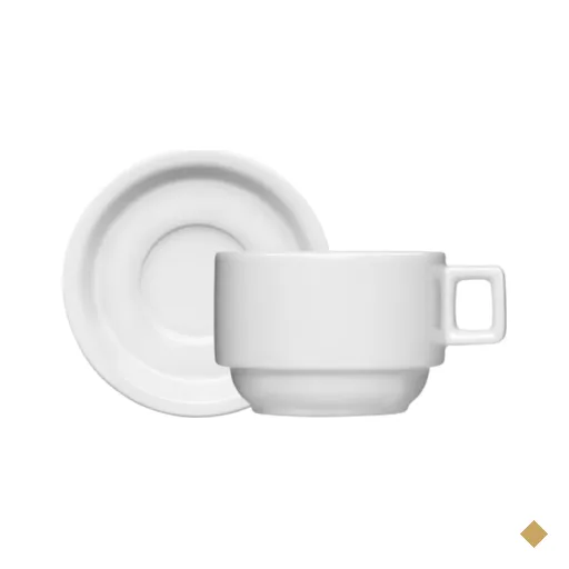 Xícara de Chá com Pires 100ml Bar Hotel Germer em Porcelana Branca