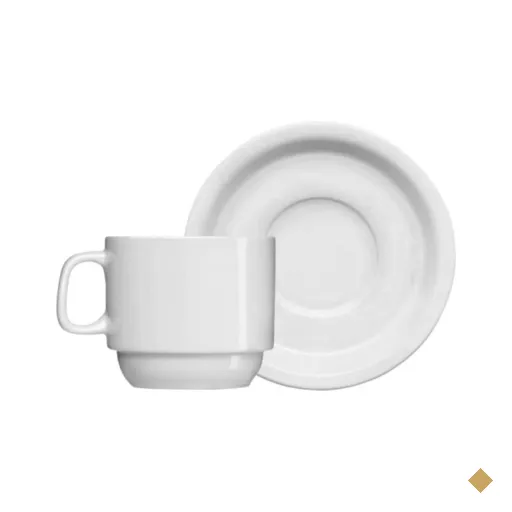 Xícara de Chá com Pires de Porcelana 215ml Classe Única Iguaçu Germer Branco