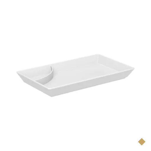 Prato para Sushi com Porta Shoyu Uno Coza Travessa Branca Retangular 19,3cm em…