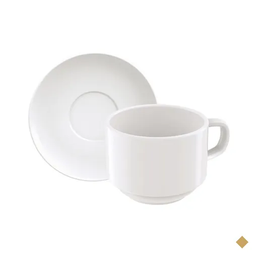 Kit 6 Xícaras de Chá com Pires Tramontina Paola em Porcelana 240 ml
