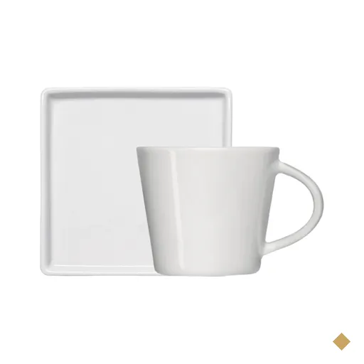 Xícara de Café 90ml em Porcelana com Píres Quadrado Branca Germer