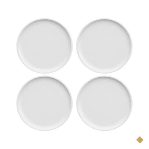 Kit 4 Pratos de Sobremesa Porcelana Branca Redondos 18,5cm Bold Germer Hotel…