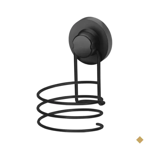 Suporte Porta Secador de Cabelo Preto com Ventosa de Parede Aço Faciliti…