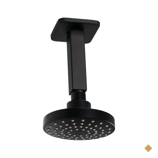 Ducha Abs Redonda Preto Fosco C/ Cano Suporte de Teto 10 Cm