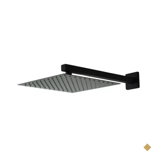 Ducha de Banho Quadrado 30x30 Preto Fosco Metal Inox