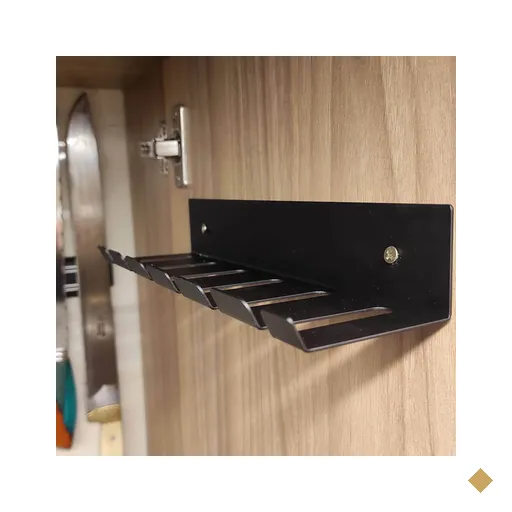 Suporte Porta 6 Espetos de Churrasco 26cm Fixação na Parede Preto Schmitt