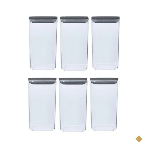Kit 6 Potes Herméticos Retangulares 1,5L cada Plástico Plasvale Porta…