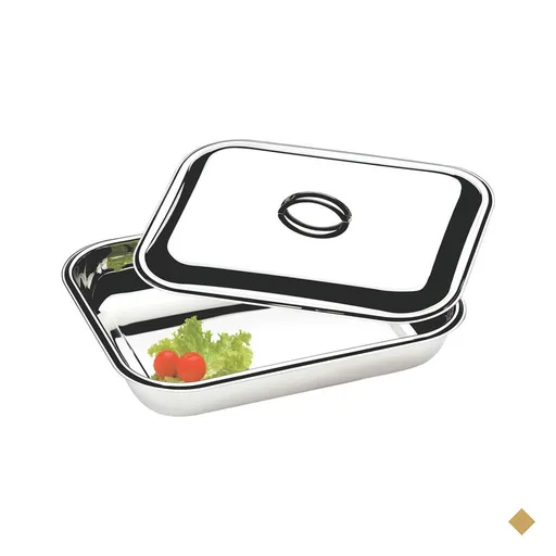 Travessa de Inox com Tampa 1,5L Retangular Funda 24x19x6cm para Servir…