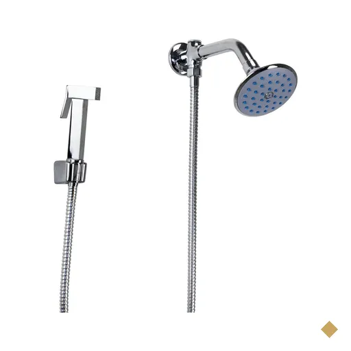 Ducha Redonda em Abs Cromado C/ Ducha Manual em Metal