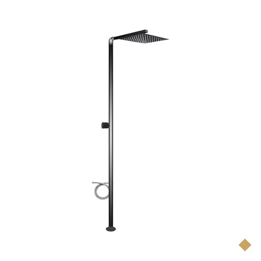 Ducha Externa Preta Inox 217cm - Resistente À Corrosão