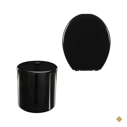 Assento Vaso Sanitário Oval Almofadado Preto + Lixeira Redonda Preta 6l com…