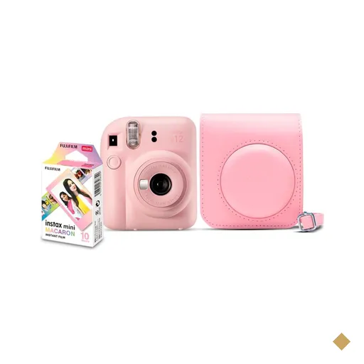 Kit Câmera Instantânea Fujifilm Instax Mini 12 Rosa + Pack 10 filmes Macaron…