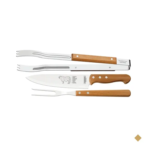 Jogo para Churrasco Tramontina Garfo Trinchante Faca e Pegador Inox Madeira 3…