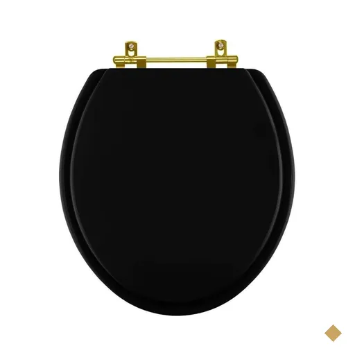 Assento Sanitário Convencional Oval Universal Preto com Ferragem Dourada