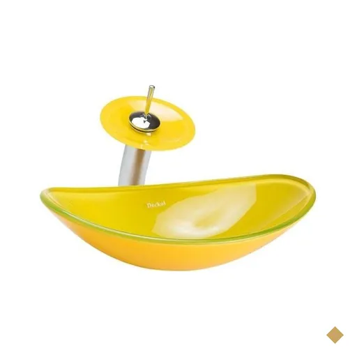 Cuba de vidro oval amarela ,válvula ,sifao,cascata