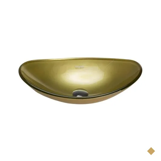 Cuba de vidro oval ouro,válvula click,sifao