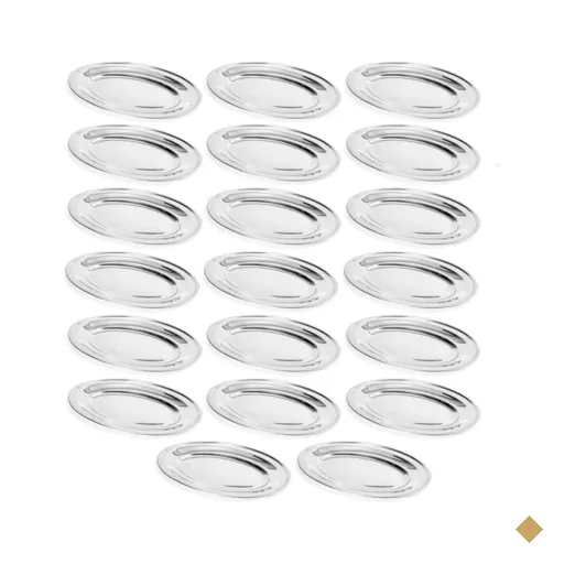 Kit 20 Travessas de Inox 25cm  para Porções Saladas Aperitivos Baixelas…