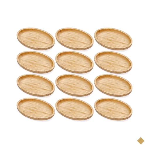 Kit 12 Petisqueiras Bambu Bandeja Oval 23x15cm Plasvale Travessa Multiuso…