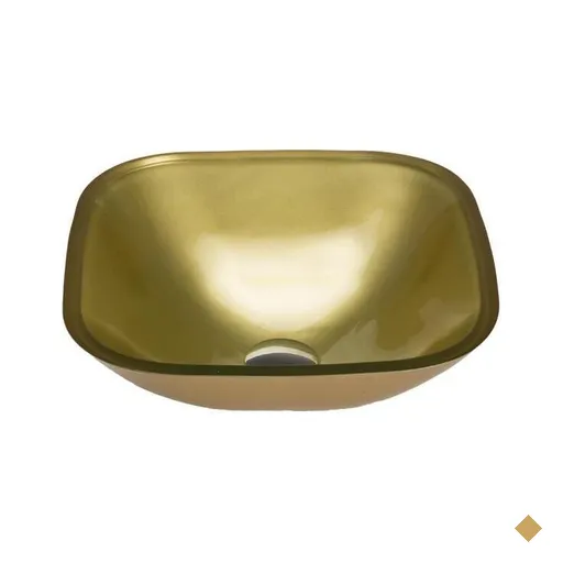 Cuba de vidro quadrada pequena ouro,válvula click,sifao