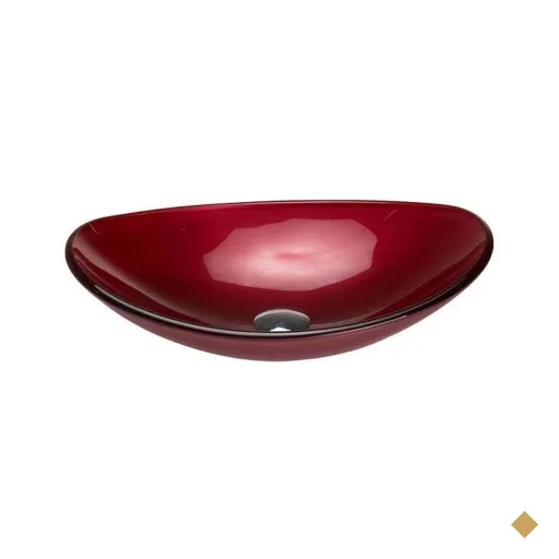 Cuba de vidro oval bordo,válvula click,sifao