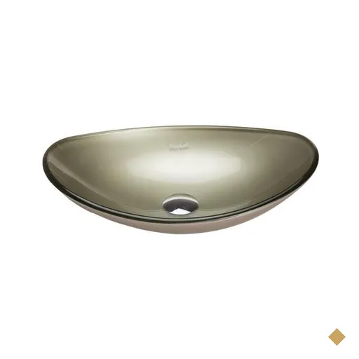 Cuba de vidro oval bege ,válvula click,sifao