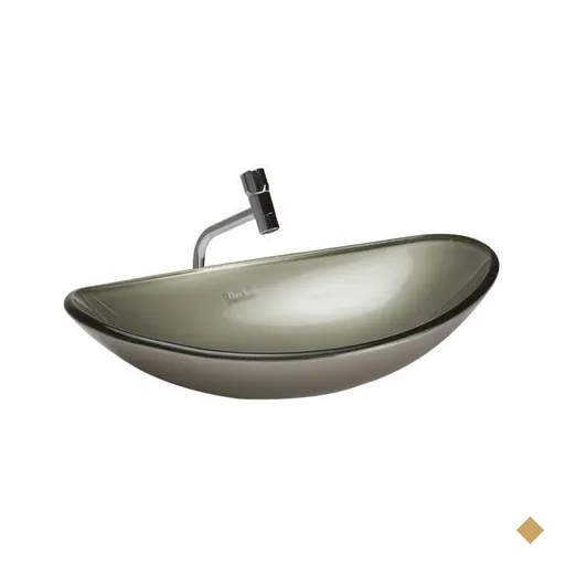 Cuba de vidro oval bege ,válvula, sifao,torneira 45