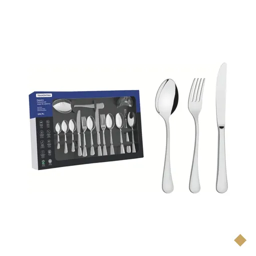 Faqueiro Tramontina Zurique em Aço Inox com Facas de Mesa Acabamento Alto…