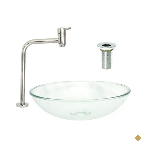 Cuba Lisa 35 cm e Válvula Metal e Torneira Link Alta