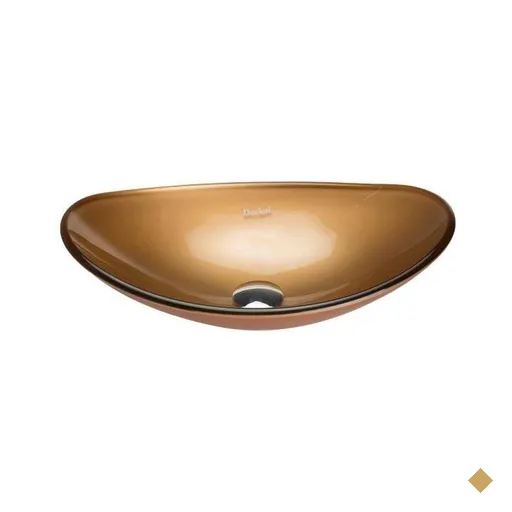 Cuba de vidro oval dourada,válvula click,sifao