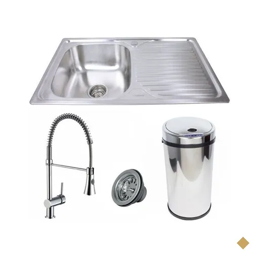Cuba c/Escorredor +Torneira Miami+Lixeira 12L Inox Guimmis