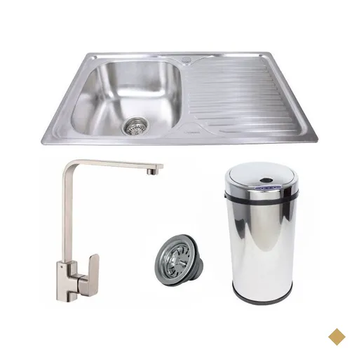 Cuba c/Escorredor +Torneira Paris+Lixeira 12L Inox Guimmis