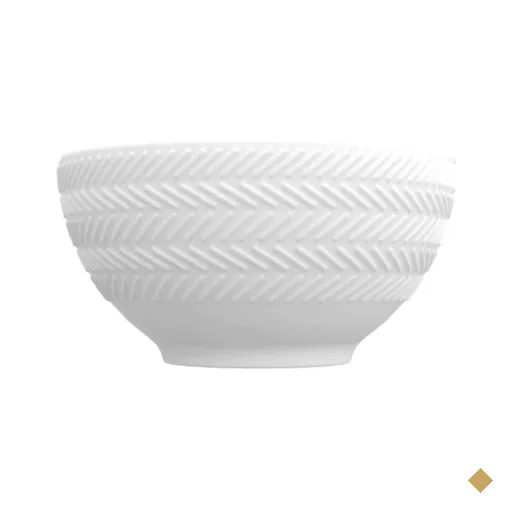Kit 24 Cumbucas Porcelana Germer 400ml Branco Relevo Chevron Bowls Hotel…