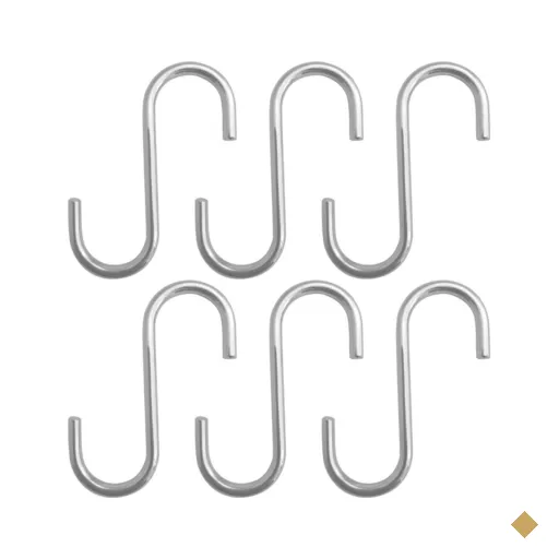 Kit 6 Ganchos Tipo S Multiuso Cromado 2cm Schimitt para Barra de Utensílios…