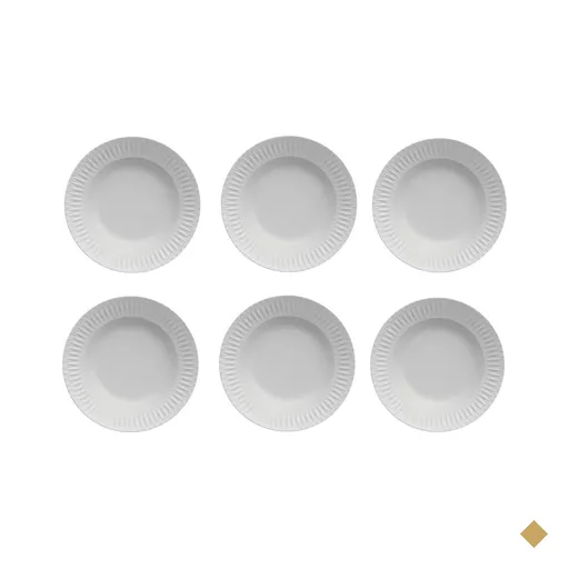 Kit 6 Pratos Fundos de Jantar 23cm Porcelana Branco Germer D