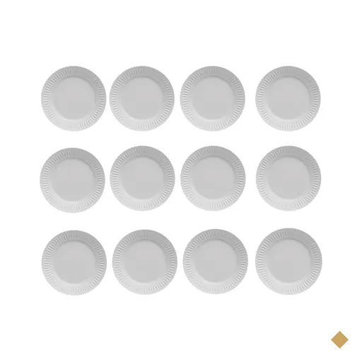 Conjunto 12 Pratos Rasos de Porcelana Branca 26,5cm Diamante