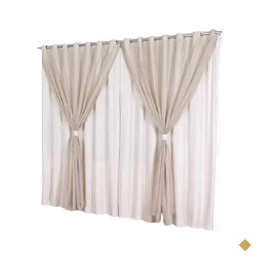 Cortina oxford com voil 8,00x2,50 Para Trilho Suíço:Avelã