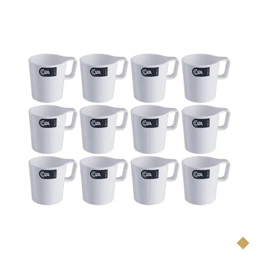 12 Canecas Escolares Empilháveis 250ml Brancas Casual Coza Refeitórios Cantina