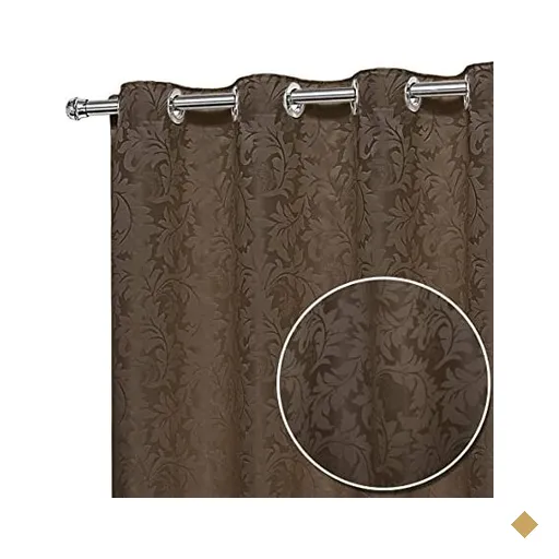 Cortina Jacquard 9,00x2,50 Para Trilho Suíço:Marrom-escuro