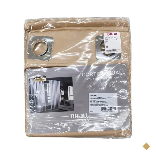 Cortina Daju Dual Voil com Forro 420x230 Cm Bege