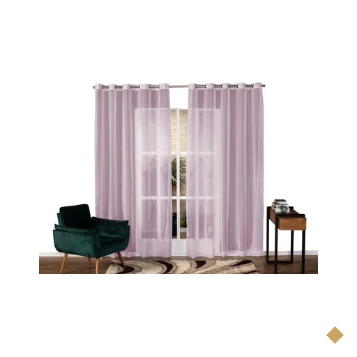 Cortina em Voil Liso Para Sala ou Quarto Para Varão Simples Rosa 3,00m x 2,80m
