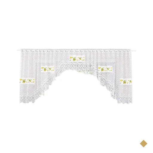 Cortina Bando Renda Cascata Cozinha Limão 3,15x0,95