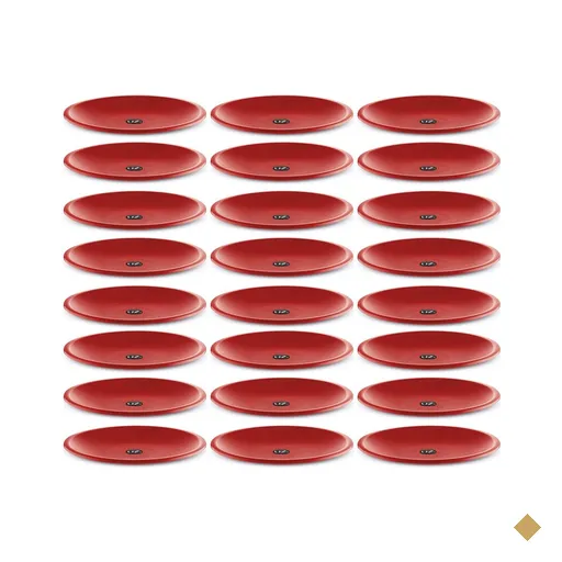 Kit 24 Pratos Plásticos 26cm Rasos Redondos Vermelhos UZ Ref