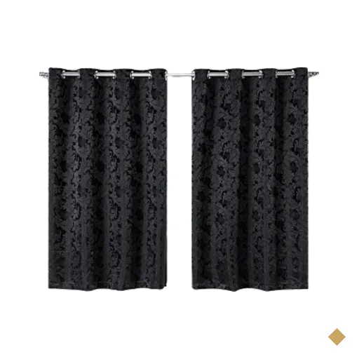 Cortina Jacquard 9,00x2,50 Para Varão Simples:Preto