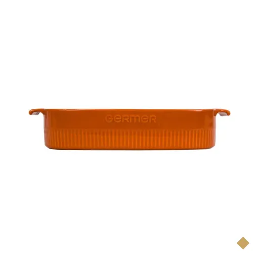 Travessa Retangular 30x21cm Laranja Germer Porcelana Assadeira Forma Canelada…