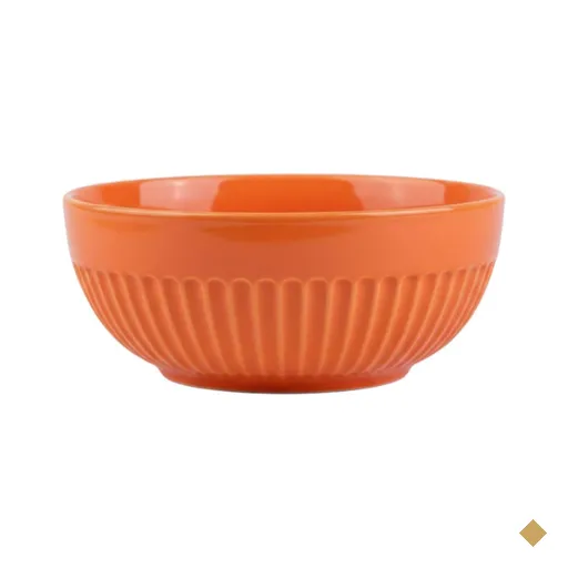 Tigela Laranja Bowl 15cm 630ml Germer Porcelana Média Canelado Assar e Servir