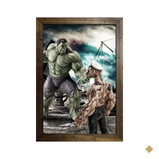 Quadro Decorativo Popeye e Hulk MDF 50 x 35 I044 - Marrom