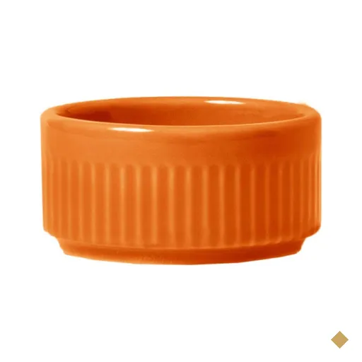 Ramekin de Porcelana 50ml Laranja Germer Canelado Assar e Servir 6x3cm Ramequim