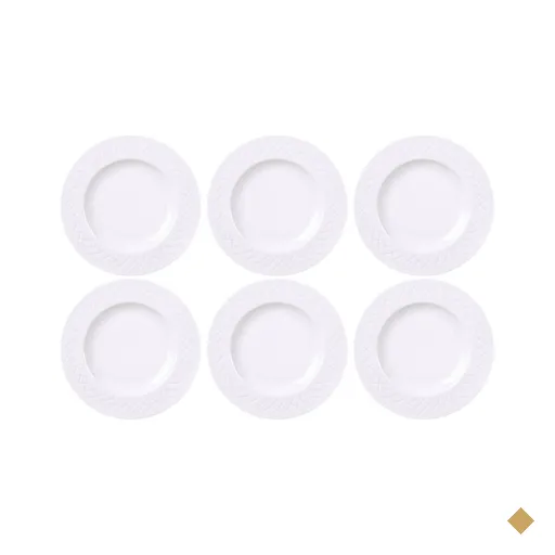 Jogo 6 Pratos de Sobremesa Branco em Porcelana 21cm Mesa Posta Ingrid Tramontina