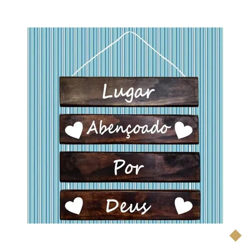 Placa Decorativa Madeira Rústica Corda Sisal Lugar Abençoado Por Deus