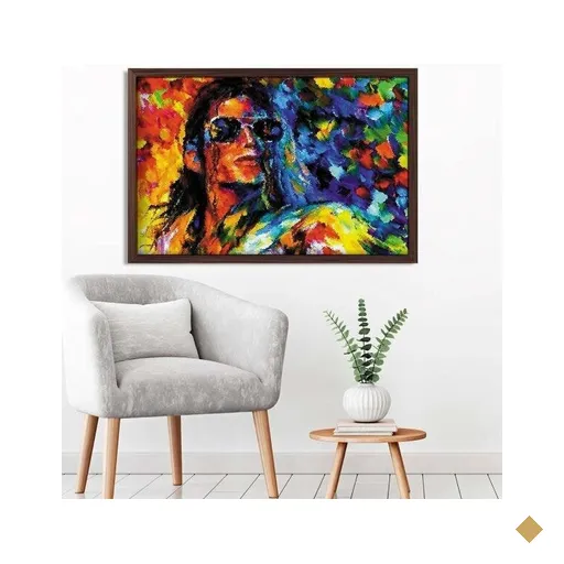 Quadro com Moldura Michael Jackson MADEIRA ESCURA - Grande